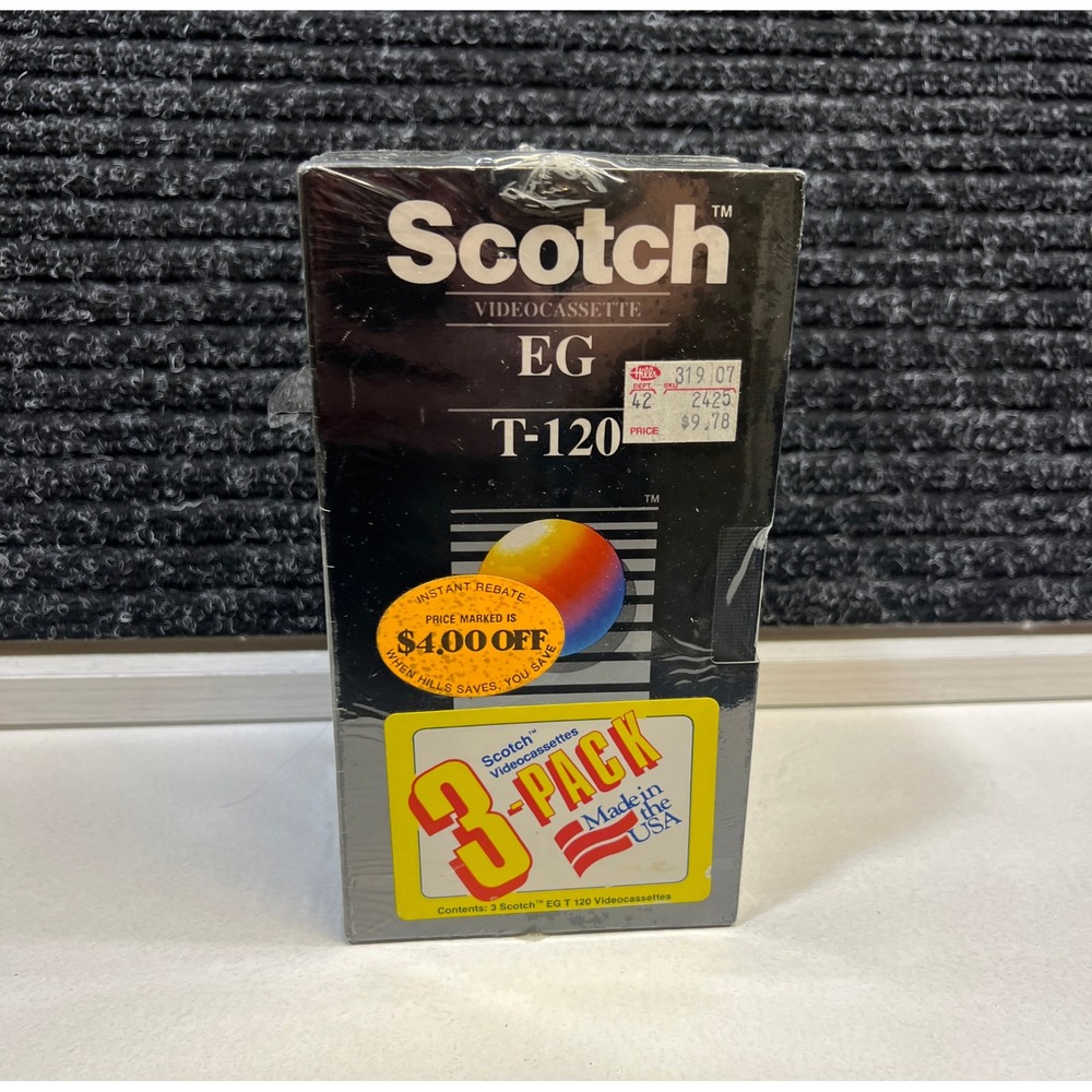 3‎ New Sealed Scotch EG T-120 Blank VHS Video Cassette Tapes VCR T120